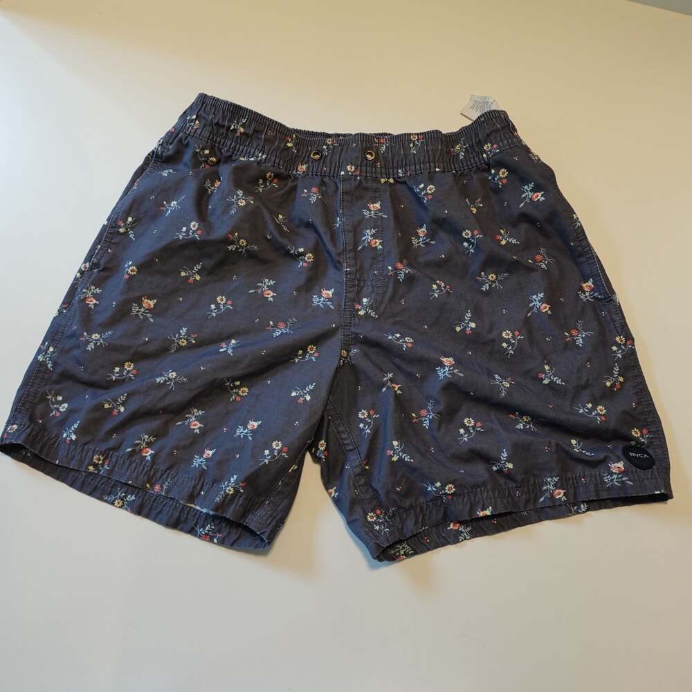 RVCA Floral Print Elastic Waist Volley Shorts